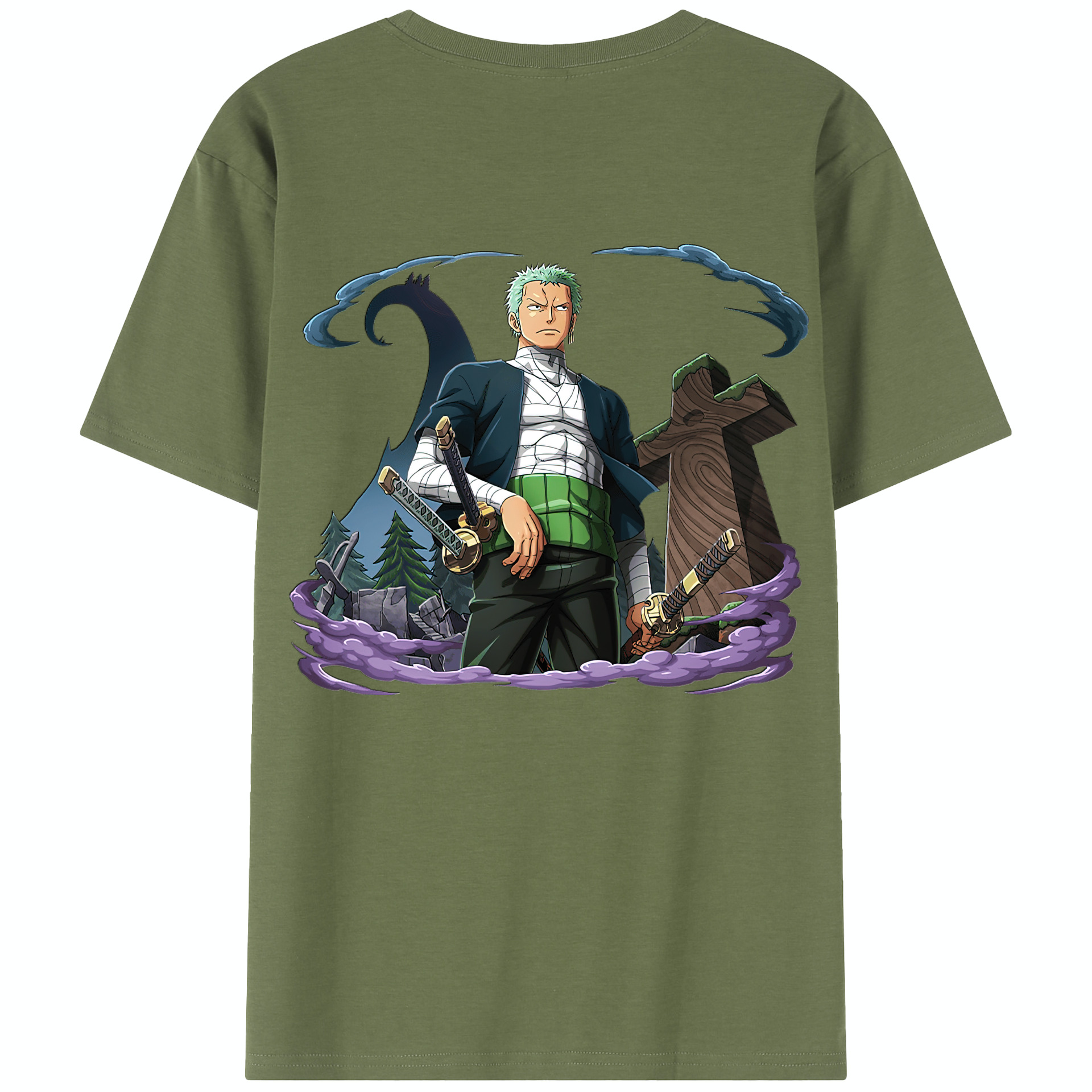 ワンピース ロロノア・ゾロ ONE PIECE Roronoa Zoro 綿100％半袖Tシャツ（背面プリント）